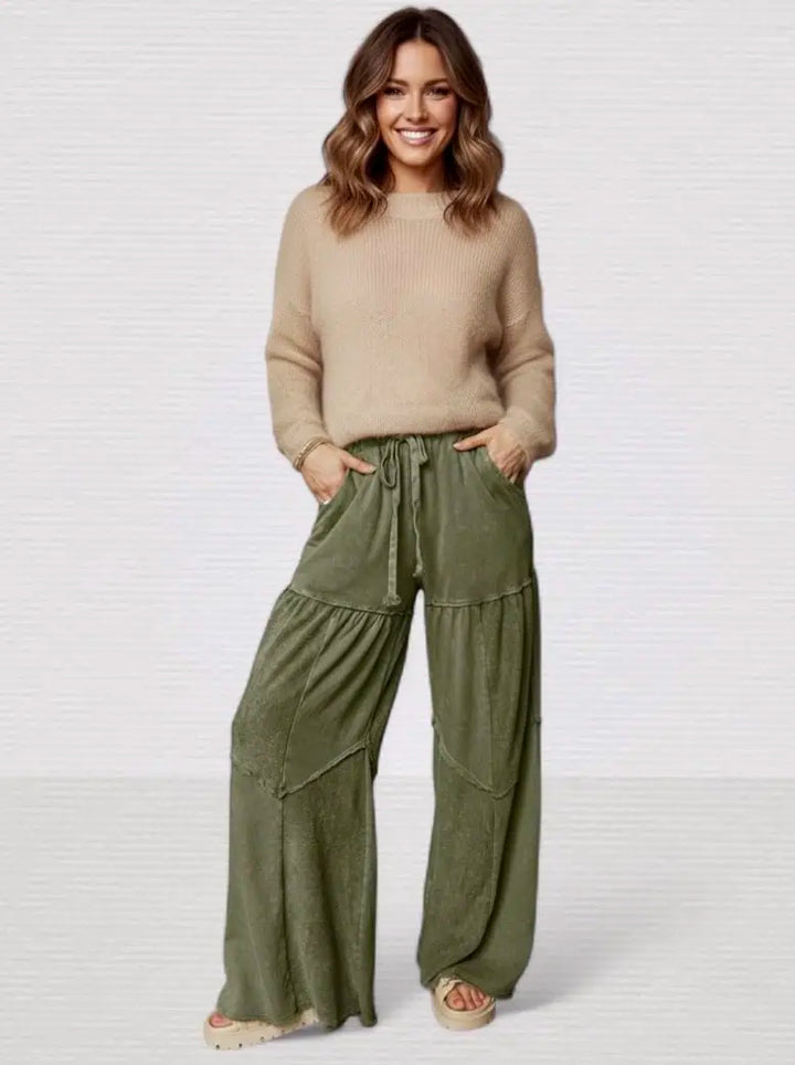Tiered Wide Leg Pants | Pants Daverri Fashions