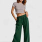 Umgee Elastic Drawstring Waistband Wide Leg Pants - DAVERRI FASHIONS