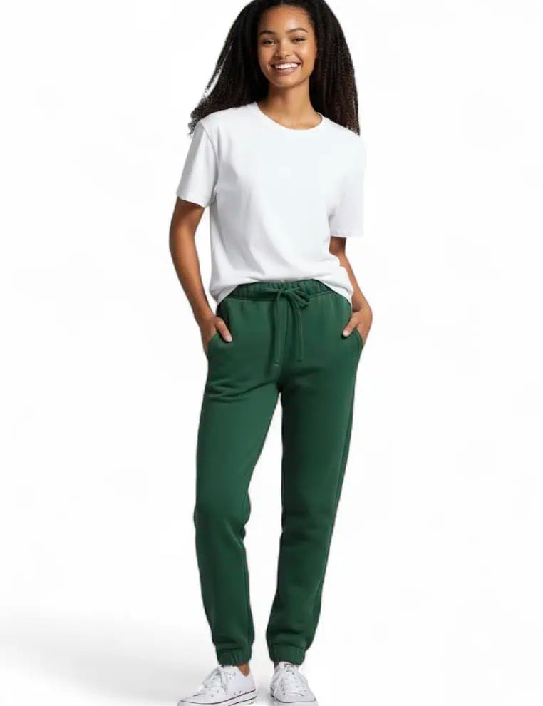 Zenana Fleece Jogger Sweatpants With Pockets Dk Green | Sweatpants Daverri Fashions