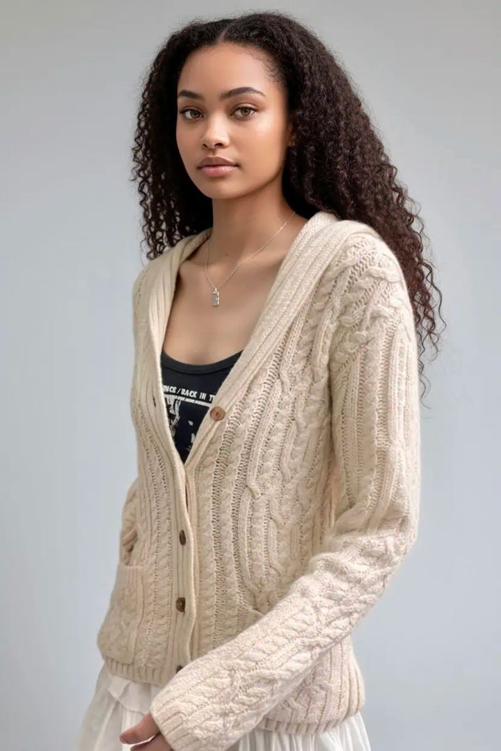 Cable Knit Button Up Cardigan