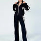 Full Size Contrast Stripe Zip Up Jacket and Pants Set Plus Size - DAVERRI FASHIONS