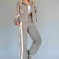 Full Size Contrast Stripe Zip Up Jacket and Pants Set Plus Size - DAVERRI FASHIONS