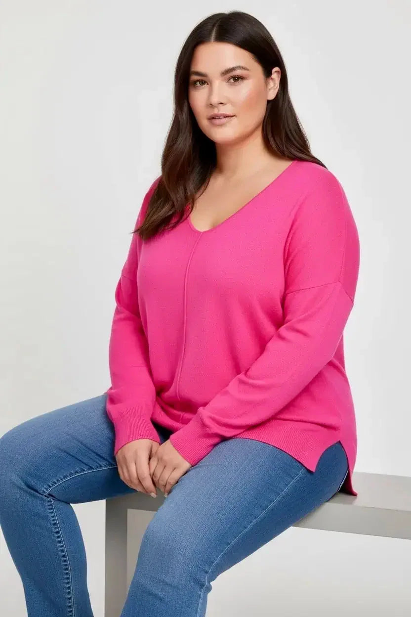 Zenana Plus Size Lightweight Side Slit Sweater - DAVERRI FASHIONS