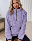 Cozy Sherpa Half Zip Sweatshirt - DAVERRI FASHIONS