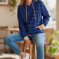Lovelet Drawstring Striped Long Sleeve Hoodie - DAVERRI FASHIONS
