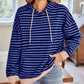 Lovelet Drawstring Striped Long Sleeve Hoodie - DAVERRI FASHIONS