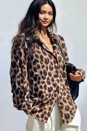 Leopard Print Button-Down Shirt | Shirts Daverri Fashions