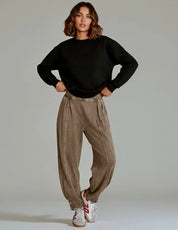 Vintage Wash High-Waisted Balloon Pants | Pants Daverri Fashions
