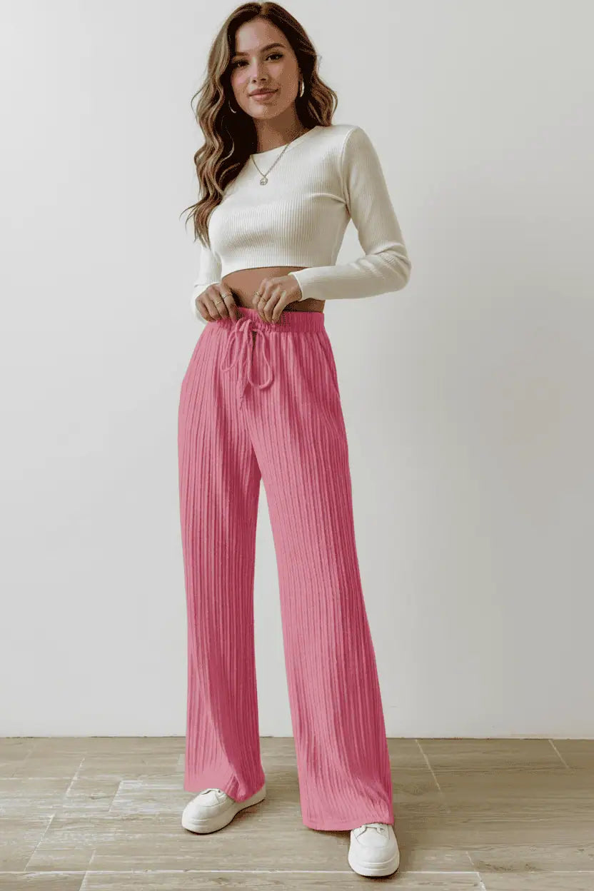 Drawstring Wide Leg Pants | Lounge Pants Daverri Fashions