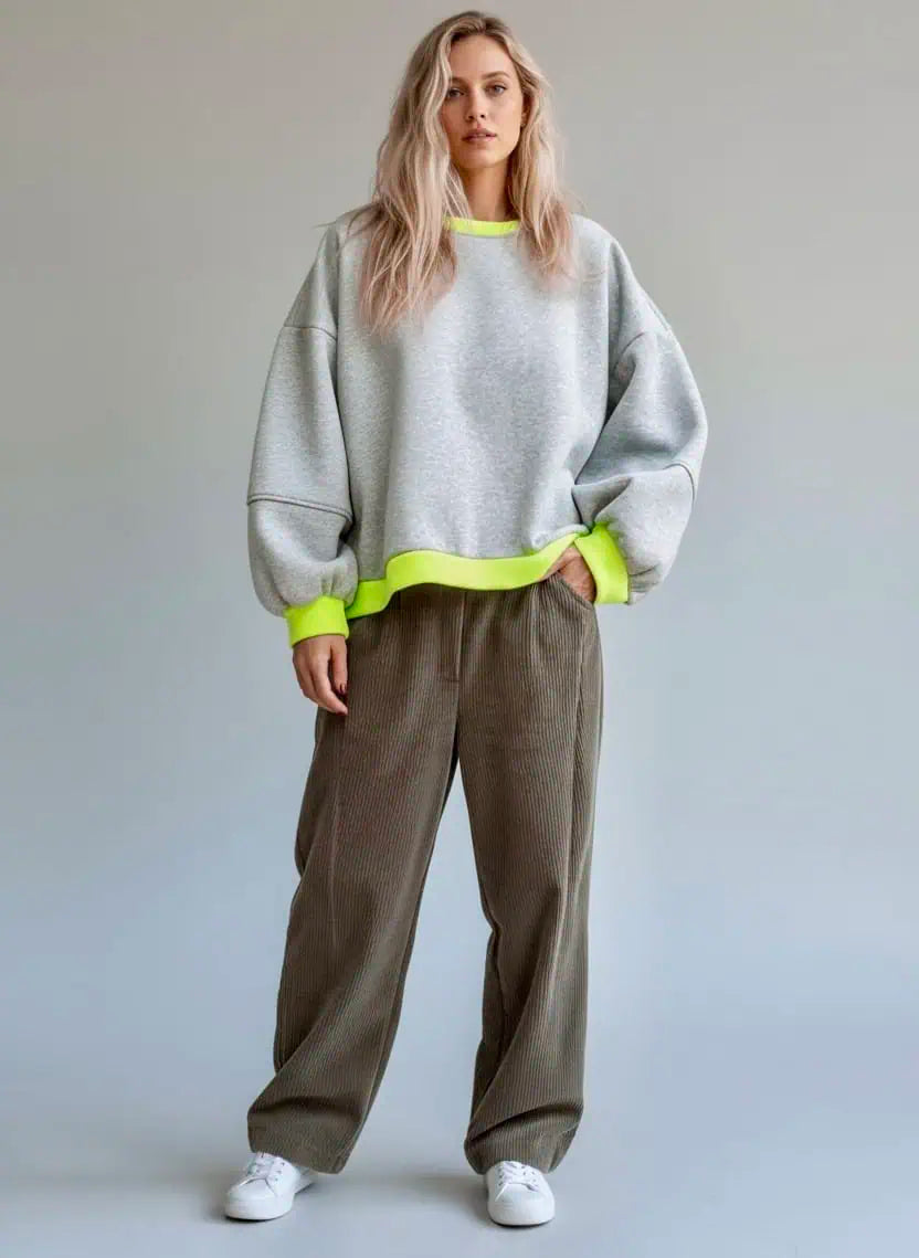 Contrast Trim Oversized Sweatshirt | Sweatshirts Daverri Fashions