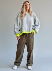 Contrast Trim Oversized Sweatshirt | Sweatshirts Daverri Fashions