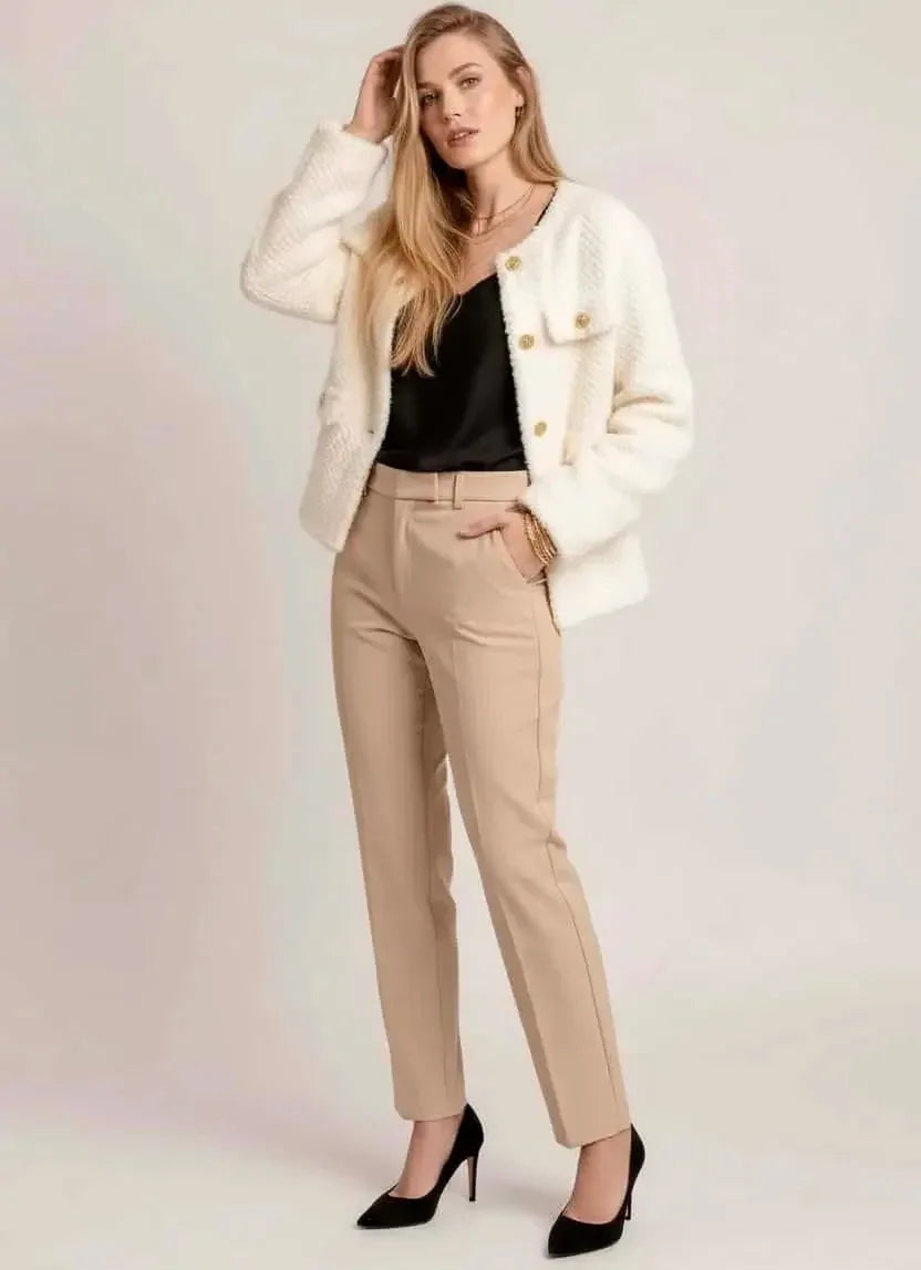 Textured Woven Button-front Jacket - DAVERRI FASHIONS