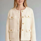 Textured Woven Button-front Jacket - DAVERRI FASHIONS