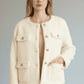 Textured Woven Button-front Jacket - DAVERRI FASHIONS