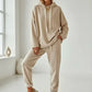 Lace Drawstring Hoodie and High Waist Pants Corduroy Set - DAVERRI FASHIONS