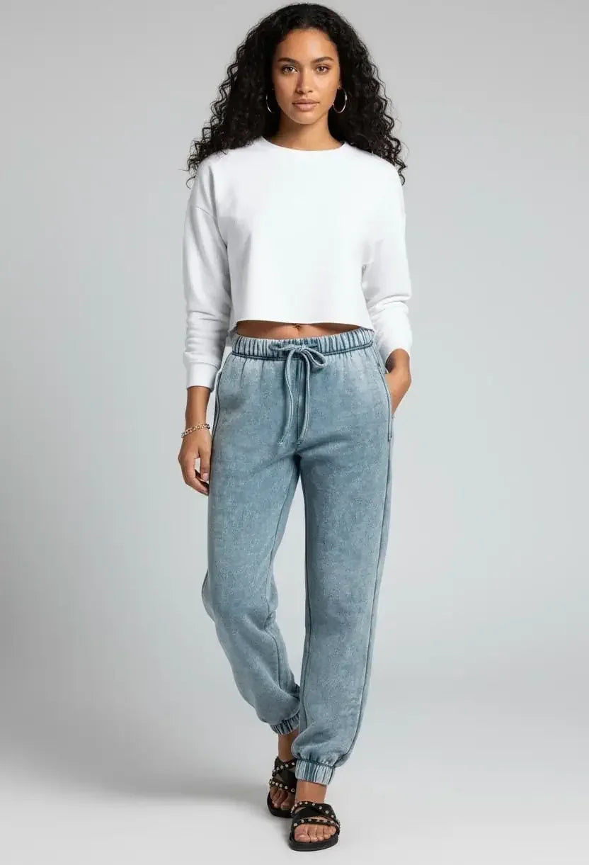 Zenana Acid Wash Fleece Sweatpants with Pockets - DAVERRI FASHIONS