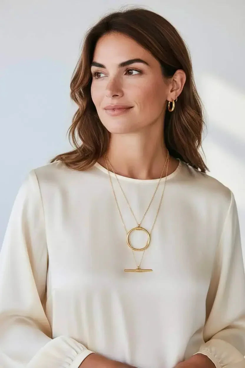 Double-Layered Stainless Steel Necklace - DAVERRI FASHIONS