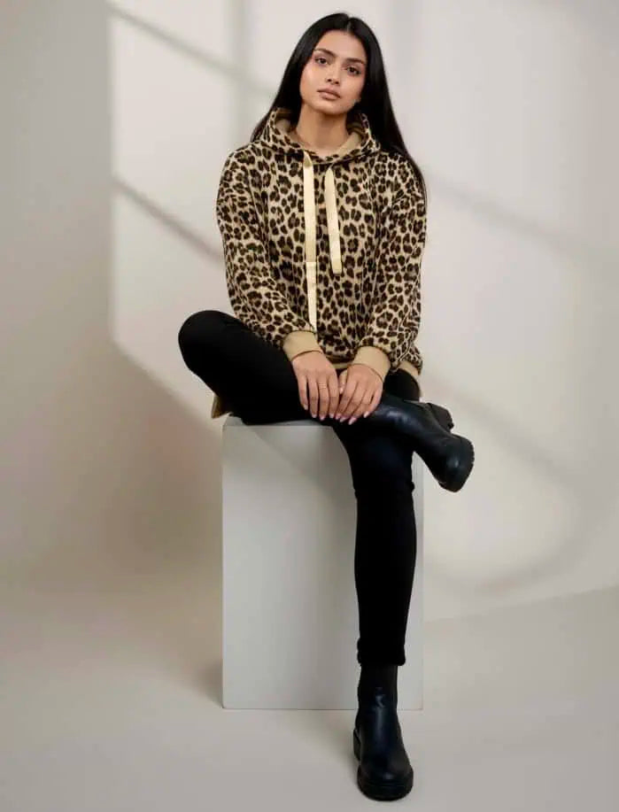 Leopard Dropped Shoulder Hoodie