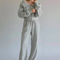 Zip Up Long Sleeve Top and Pants Set - DAVERRI FASHIONS