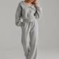 Zip Up Long Sleeve Top and Pants Set - DAVERRI FASHIONS