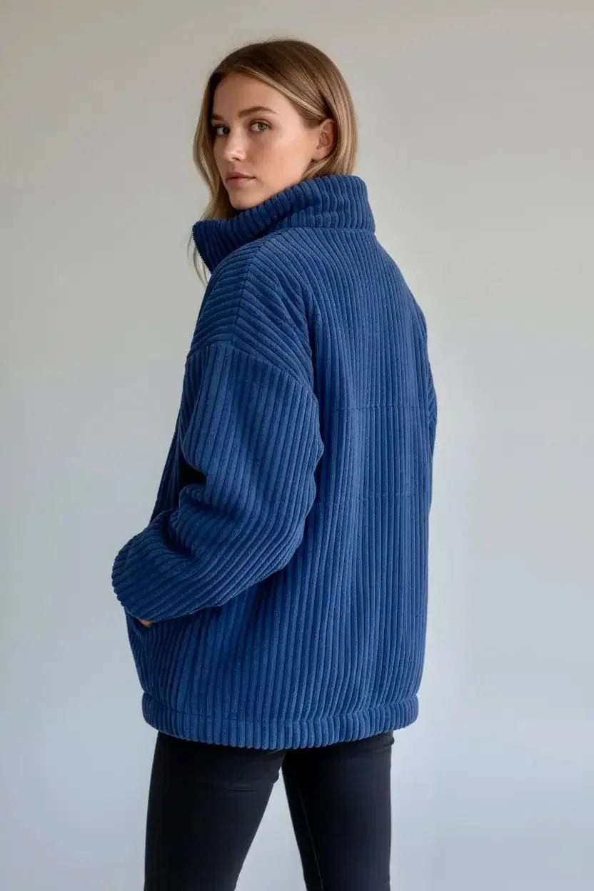 Daverri Fashions Full Size Zip Up Funnel Neck Long Sleeve Winter Coat Plus Size - DAVERRI FASHIONS