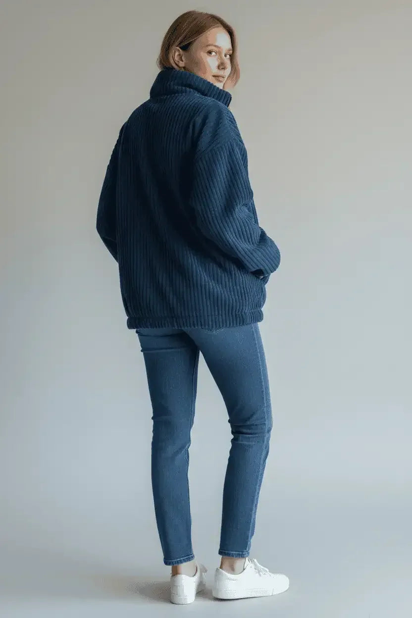 Daverri Fashions Full Size Zip Up Funnel Neck Long Sleeve Winter Coat Plus Size - DAVERRI FASHIONS