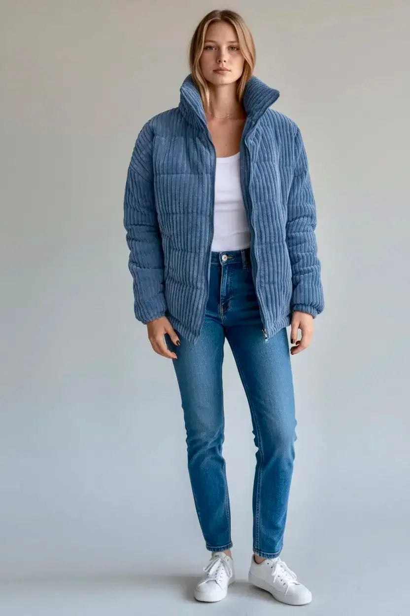 Daverri Fashions Full Size Zip Up Funnel Neck Long Sleeve Winter Coat Plus Size - DAVERRI FASHIONS