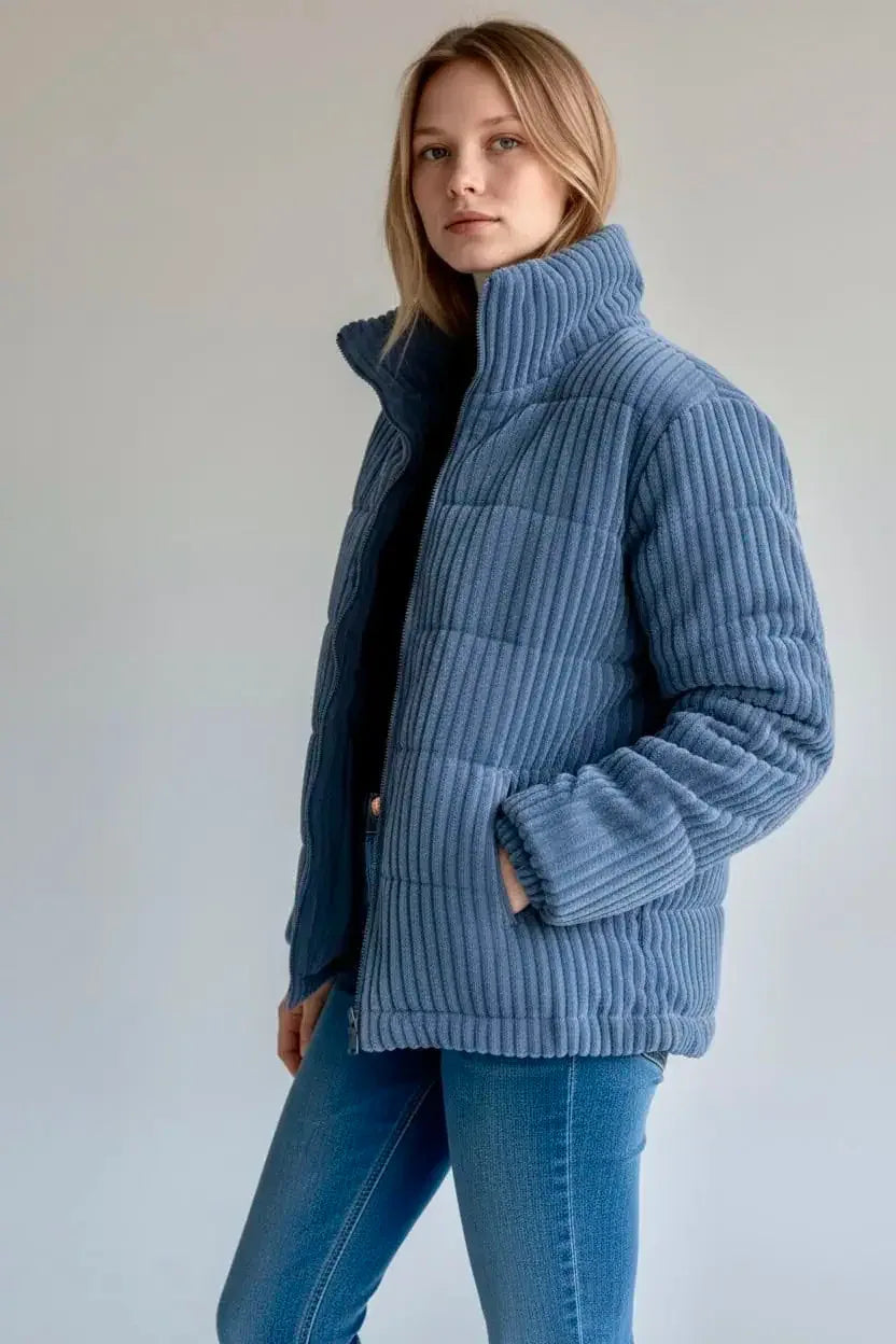 Daverri Fashions Full Size Zip Up Funnel Neck Long Sleeve Winter Coat Plus Size - DAVERRI FASHIONS