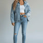 Distressed Wash Button Up Denim Jacket - DAVERRI FASHIONS