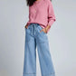 Wide Leg Drawstring Raw Hem Jeans - DAVERRI FASHIONS