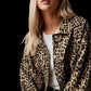 Leopard Button Up Long Sleeve Denim Jacket - DAVERRI FASHIONS
