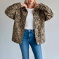 Leopard Button Up Long Sleeve Denim Jacket - DAVERRI FASHIONS