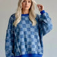 Checkerboard Splicing Raw Detail Oversized Denim Top - DAVERRI FASHIONS