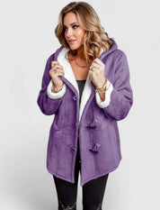 Full Size Cozy Sherpa Lined Toggle Coat with Hood Plus Size | Coats Daverri Fashions