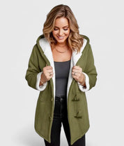 Full Size Cozy Sherpa Lined Toggle Coat with Hood Plus Size | Coats Daverri Fashions