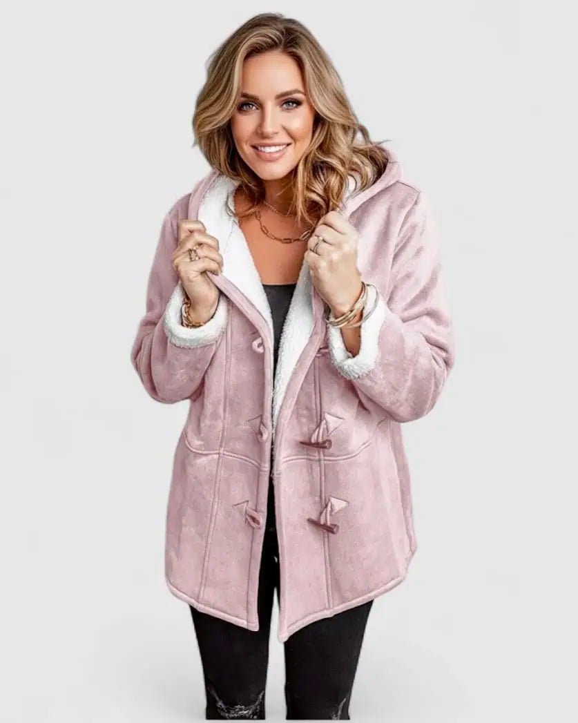 Full Size Cozy Sherpa Lined Toggle Coat with Hood Plus Size | Coats Daverri Fashions