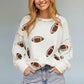 Sequin Football Round Neck Long Sleeve Sweatshirt - DAVERRI FASHIONS