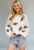Sequin Football Round Neck Long Sleeve Sweatshirt - DAVERRI FASHIONS