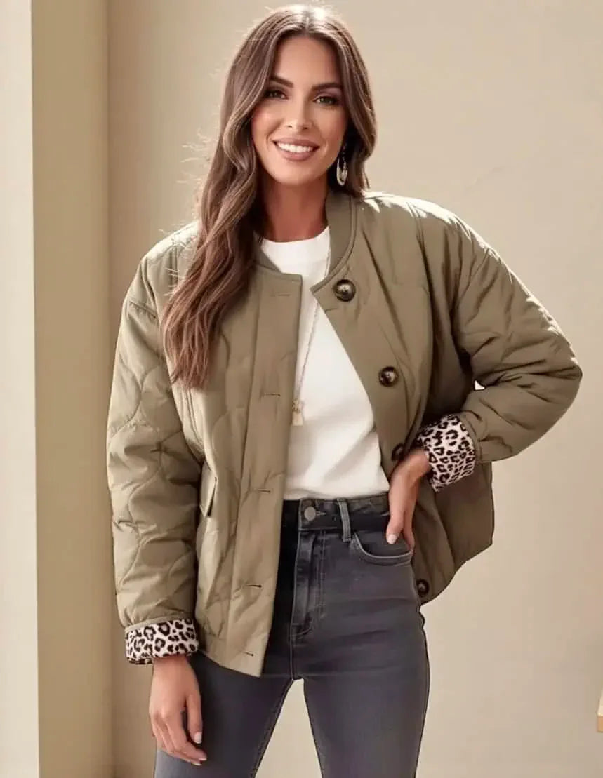 Quilted Button-Down Lightweight Jacket - DAVERRI FASHIONS