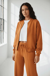 Zip Up Top and Drawstring Pants Two-Piece Set | Loungewear Sets Daverri Fashions