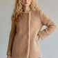 Textured Double-breasted Faux Shearling Jacket - DAVERRI FASHIONS