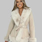Faux Fur Trimmed Belted Coat - DAVERRI FASHIONS
