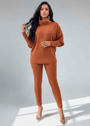 Turtleneck Batwing Sleeve Top and Pants Set | Outfit Sets Daverri Fashions