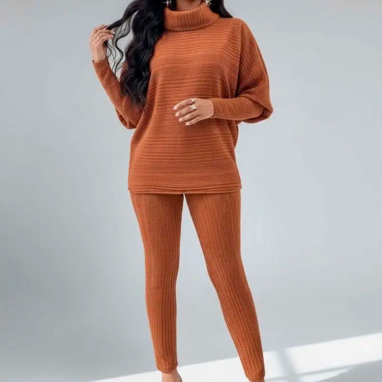 Turtleneck Batwing Sleeve Top and Pants Set | Outfit Sets Daverri Fashions