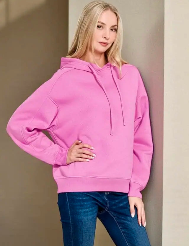 Zenana Drawstring Relaxed Fit Fleece Hoodie | Hoodies Daverri Fashions