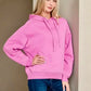 Zenana Drawstring Relaxed Fit Fleece Hoodie Bright Mauve - DAVERRI FASHIONS