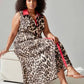 Plus Size Leopard Print Sleeveless Maxi Dress - DAVERRI FASHIONS