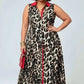 Plus Size Leopard Print Sleeveless Maxi Dress - DAVERRI FASHIONS
