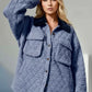 Double Take Button Up Quilted Shacket with Chest Pockets - DAVERRI FASHIONS