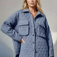 Double Take Button Up Quilted Shacket with Chest Pockets - DAVERRI FASHIONS